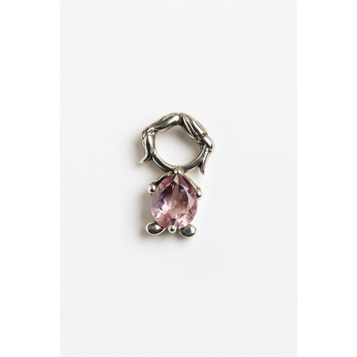 PINGENTE DE PRATA MENINA COM ZIRCÔNIA ROSA