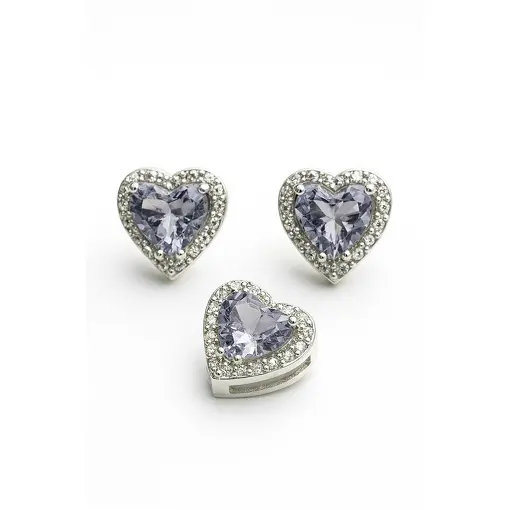 CONJ267 CORAÇÃO COR AMETISTA