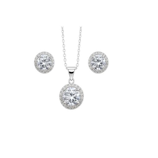 CONJUNTO DE PRATA PONTO DE LUZ CRAVEJADO