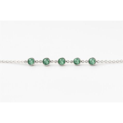 PULSEIRA DE PRATA COM 5 ZIRCÔNIAS COR TURMALINA