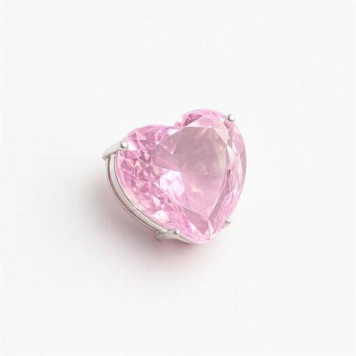 GARGANTILHA DE PRATA CORAÇÃO CRISTAL ROSA