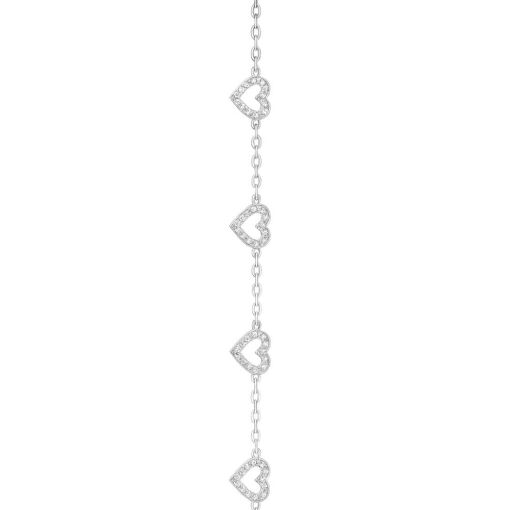 PULSEIRA DE PRATA 5 CORAÇÕES CRAVEJADA