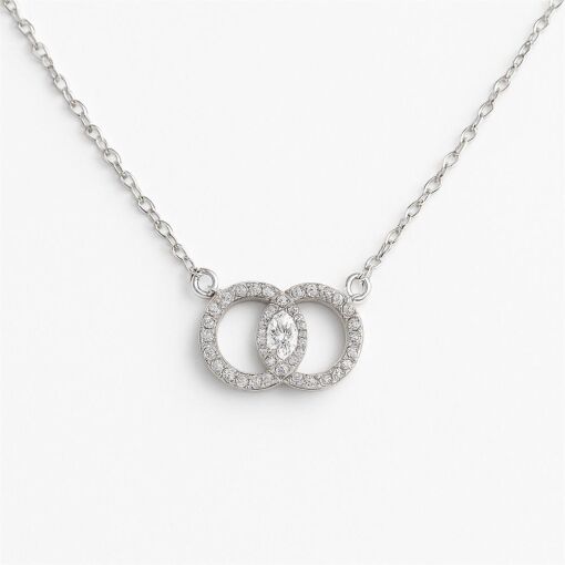 GARGANTILHA DE PRATA CHOKER CÍRCULOS ENTRELAÇADOS COM ZIRCÔNIA