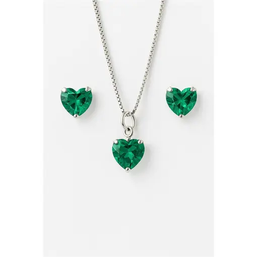 421CONJ CORAÇÃO COM ZIRCÔNIA TURMALINA