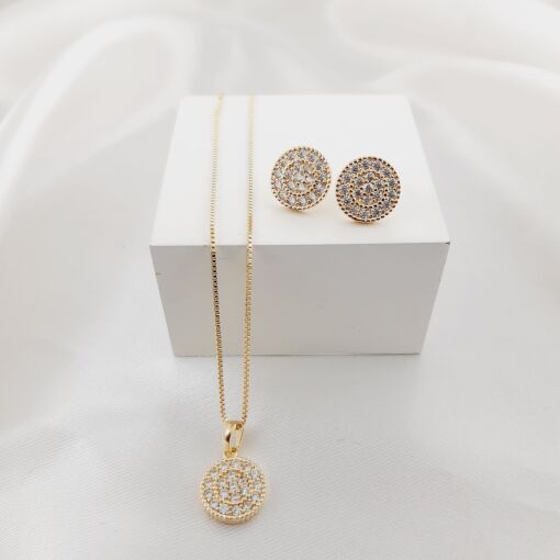 conjunto de circulo cravejado