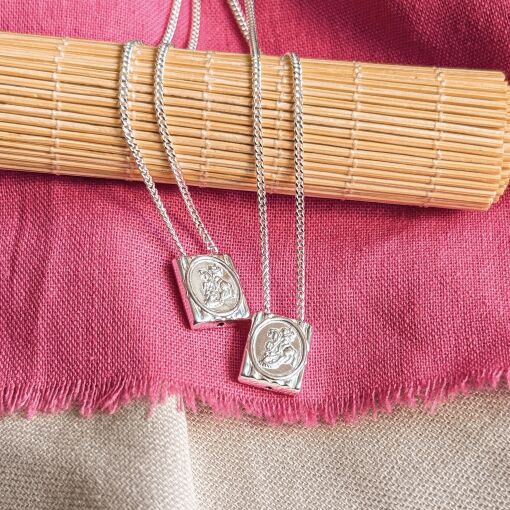 Escapulario São Jorge de Prata 1mm 65cm M10