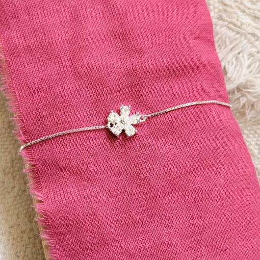 Pulseira Flor com Zirconias de Prata