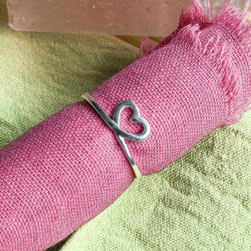 Anel Falange Coração Delicado de Prata