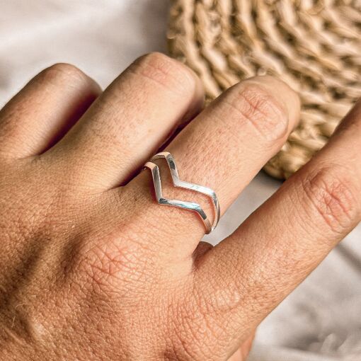 Anel Duplo Liso de Prata