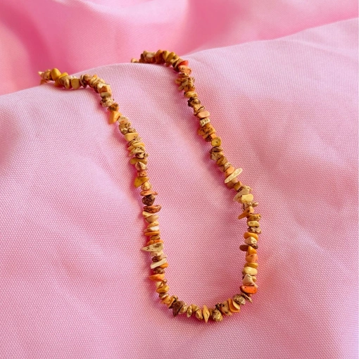 Colar de Pedra Cascalho Calcita Laranja