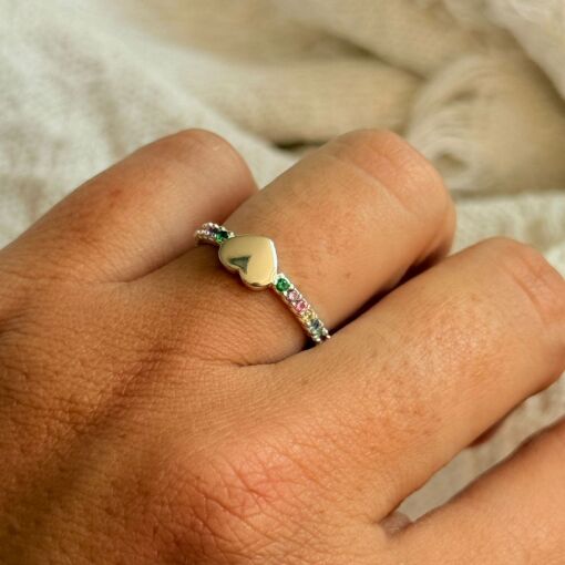 Anel Amor em Cores de Prata