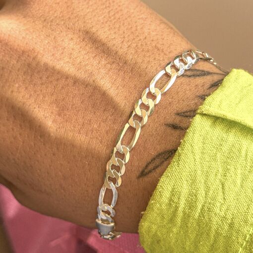 Pulseira de Prata Italiana em Malha 3x1 6,3mm
