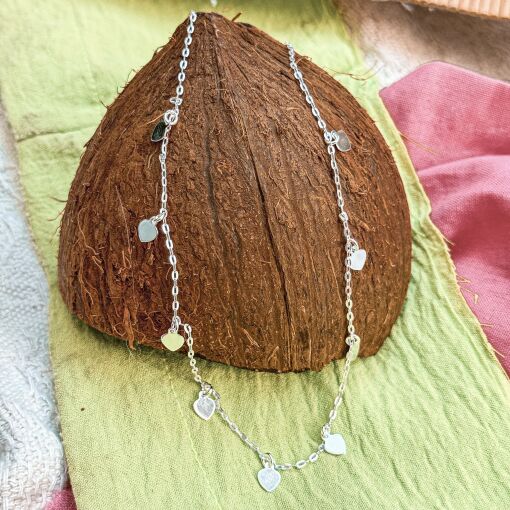 Choker de Prata com Pingentes de Corações