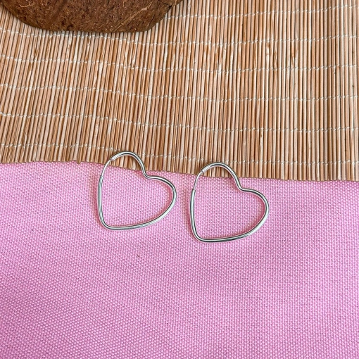 Argola Coração de Prata 1cm
