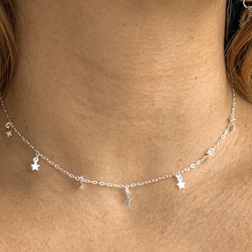 Choker de Prata com Pingente de Estrela