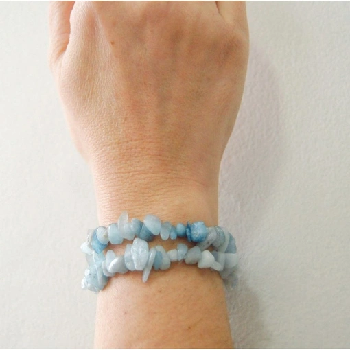 Pulseira de Pedra Cascalho Agua Marinha