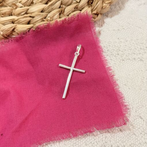 Pingente Cruz Palito de Prata 3,5cm