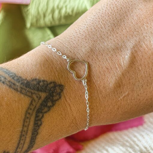 Pulseira Coração Vazado de Prata M5