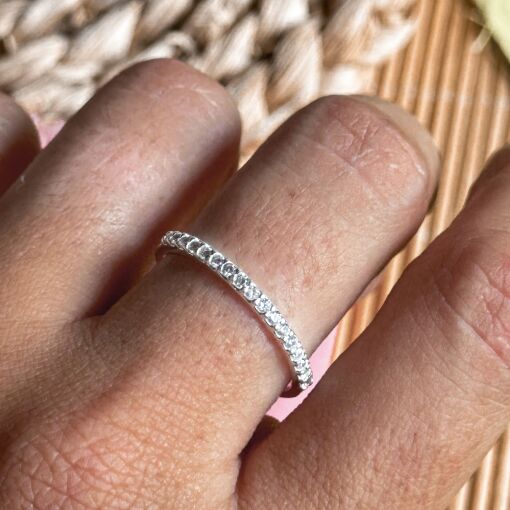 Anel Meia Aliança de Prata 030