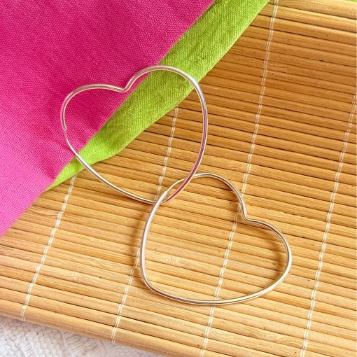 Argola Coração de Prata 4cm