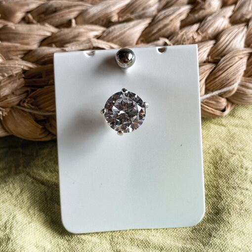 Piercing de Prata Zirconia Redonda M2
