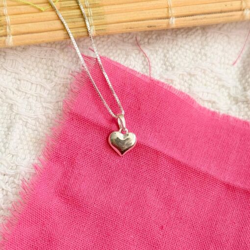 Conjunto Coração Liso de Prata M2