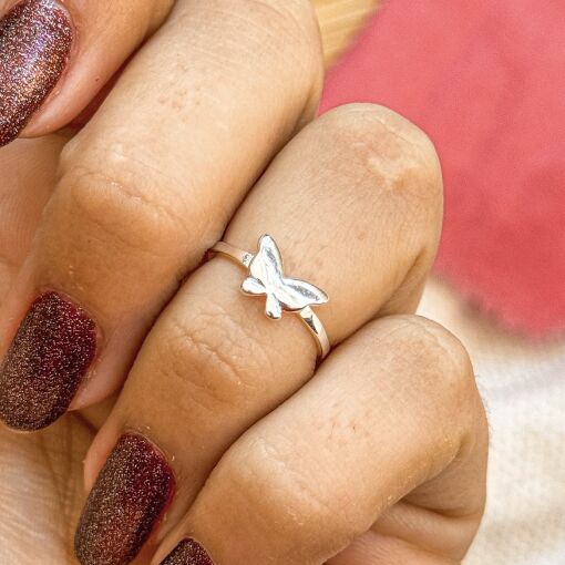 Anel Falange Borboleta de Prata