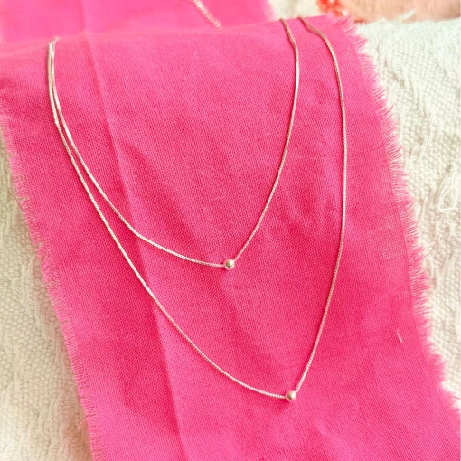 Choker de prata Dupla Veneziana com Bolinha