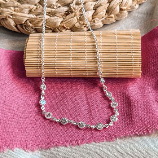 Choker de Prata com Zirconias