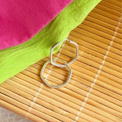 Argola Hexagono de Prata 1,5cm