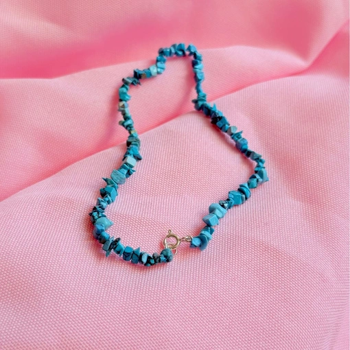 Tornozeleira de Pedra Cascalho Turquesa