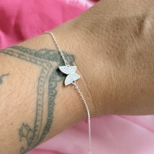 Pulseira Borboleta Cravejada de Prata
