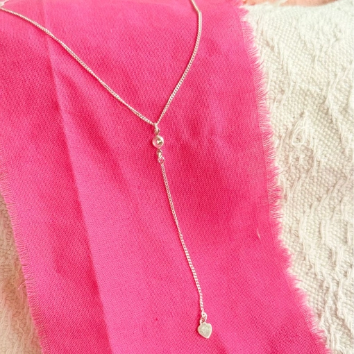 Choker de Prata com Pingente Fio com Zirconia e Coração