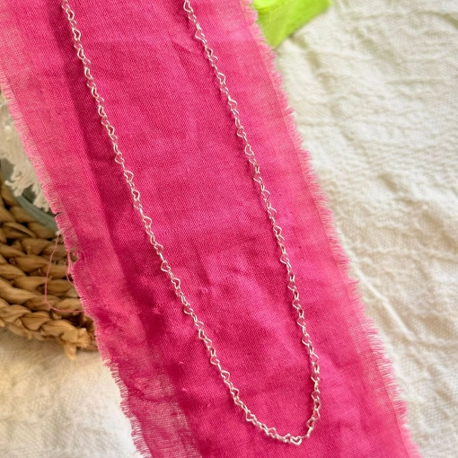 Corrente de Prata em Malha Coração 45cm