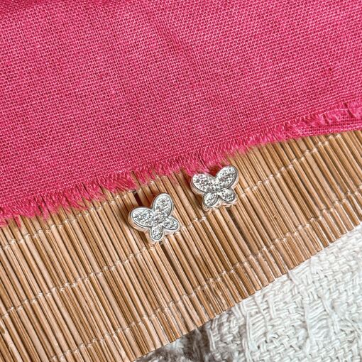 Brinco Borboleta Cravejada de Prata