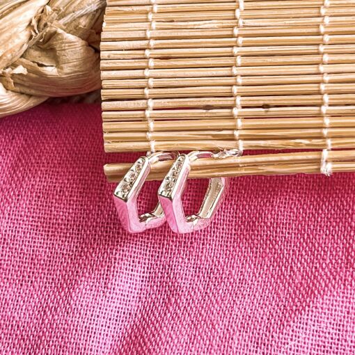 Argolinha Pentagono de Prata 1,0cm