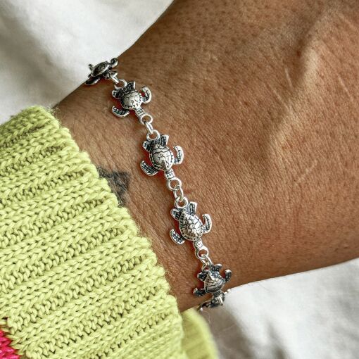 Pulseira Tartarugas de Prata Envelhecida M2