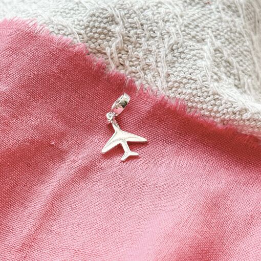 Berloque Avião Liso de Prata