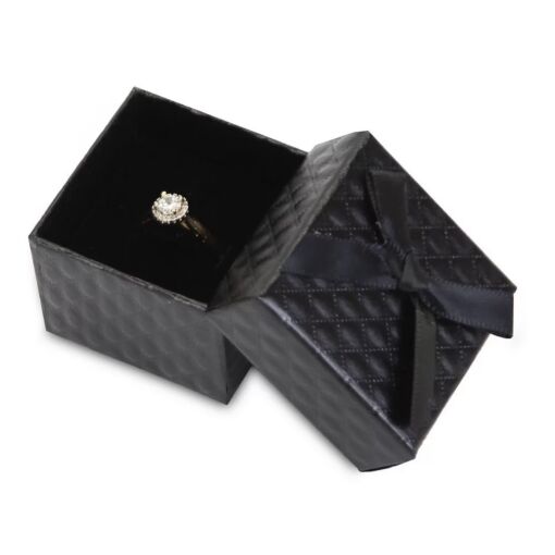 Caixa Papel 5x5x3,5cm para Anel Colorida Xadrez com Laço