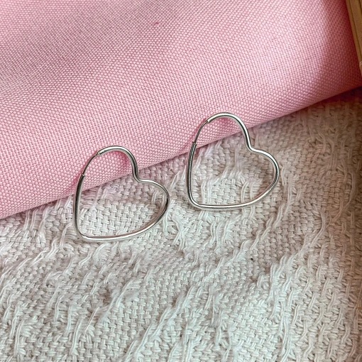 Argola Coração de Prata 3cm