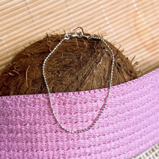Pulseira Infantil de Prata em Malha Bolinha Facetada