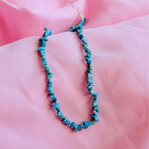 Colar de Pedra Cascalho Turquesa
