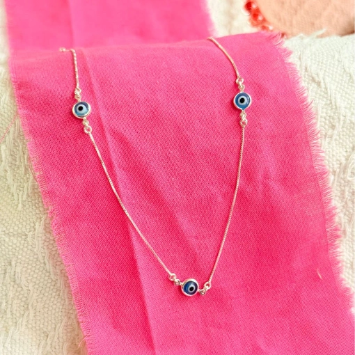 Choker de Prata com Olho Grego