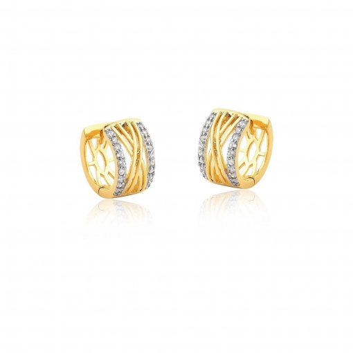 Brinco de argola com duas carreiras de zircônias e meio vazado