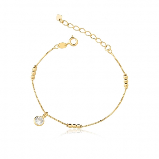 Pulseira com três trios de bolinha e um pingente de zircônia