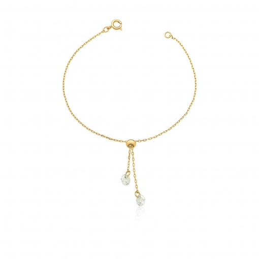 Pulseira estilo gravatinha com duas zircônias na ponta