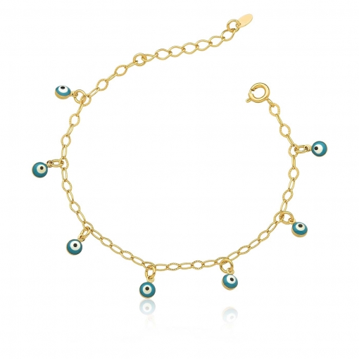 Pulseira com sete pingentes olho grego