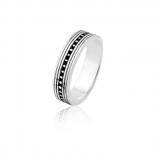 Anel de prata estilo aliança com trabalho envelhecido