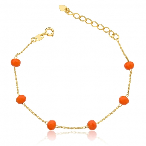Pulseira com lindas pedras na cor living coral