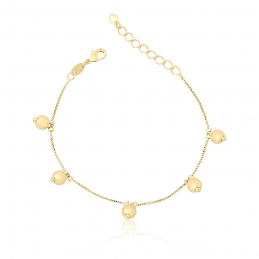 Pulseira com bolas lisas e corrente veneziana